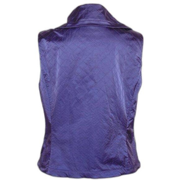 ST.JOHN SPORT Vest, L, Purple Quilted, Big Collar Zipper, Pockets - Picture 5 of 16